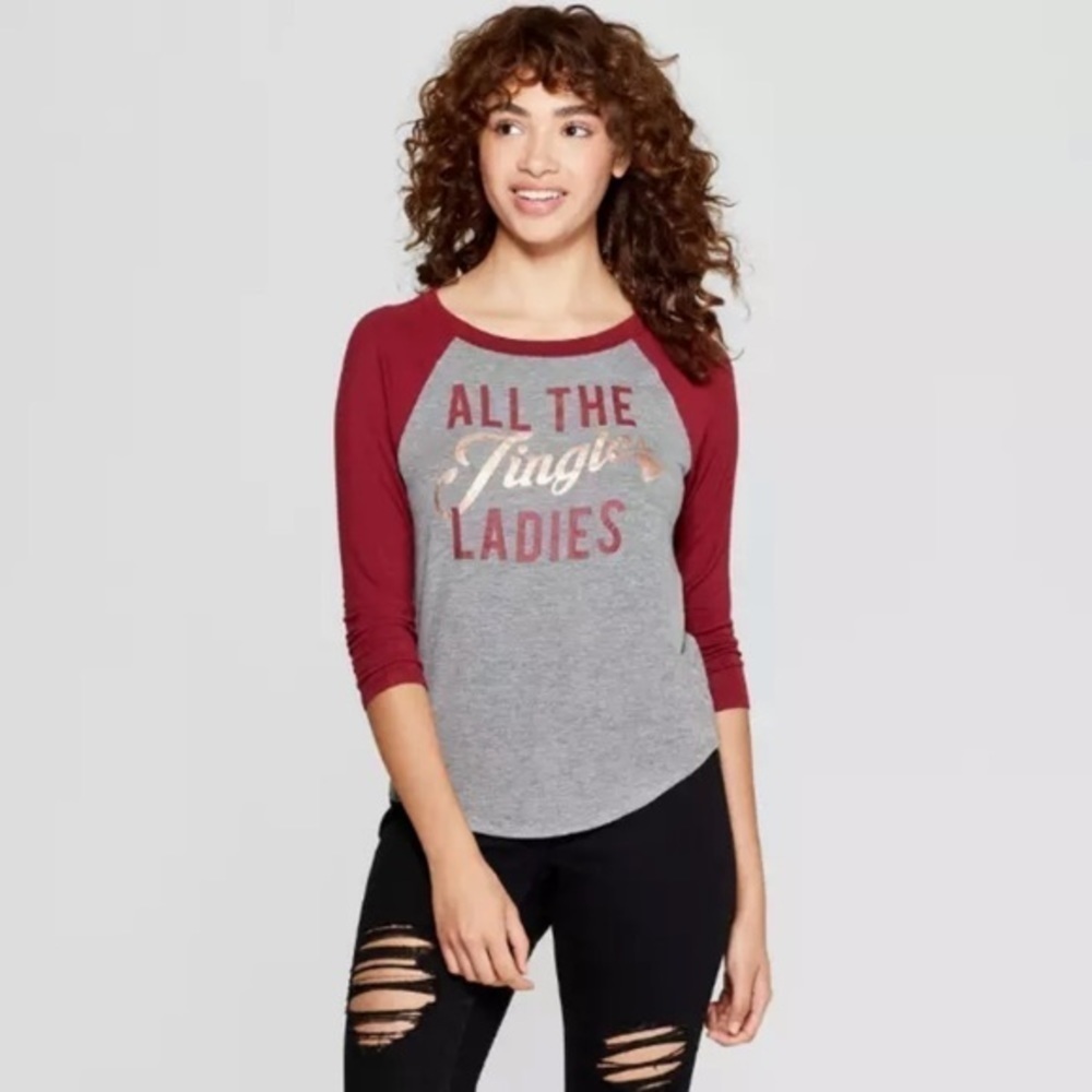 NWT Fifth Sun All The Jingle Ladies Raglan Top